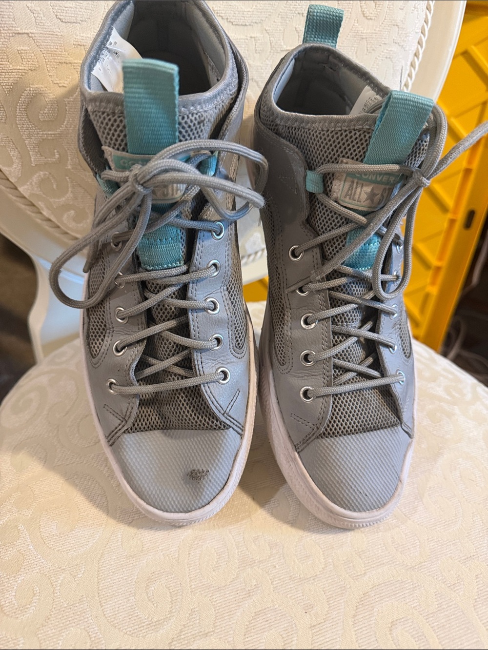 Converse Ctas Ultra OX ASH Grey Leather Mid Top Shoes Mens Sneakers